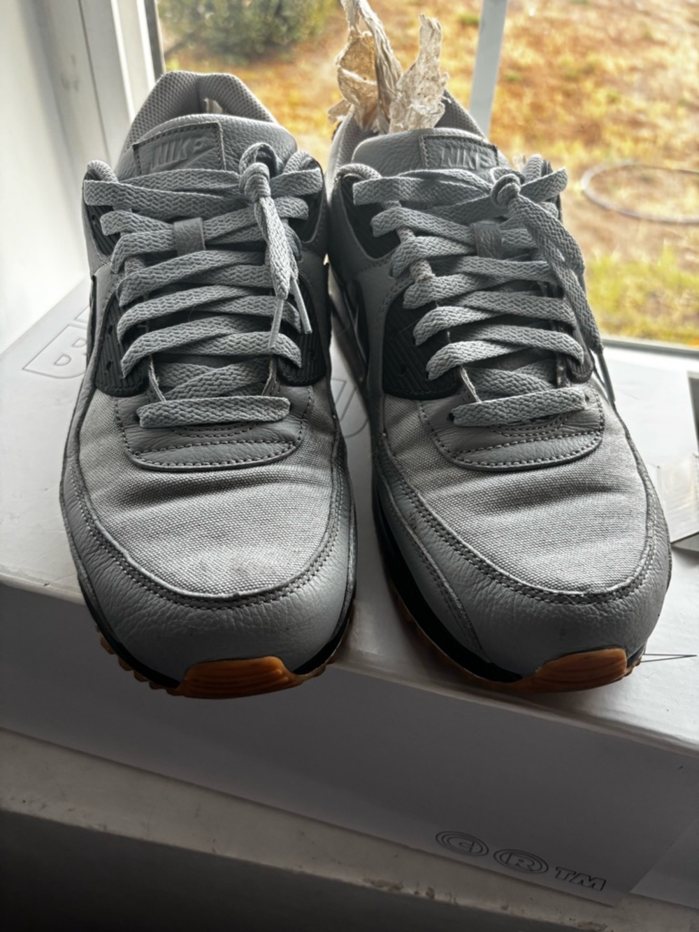 Nike Light Gray and Black Low-Top Sneakers with Gum Accents